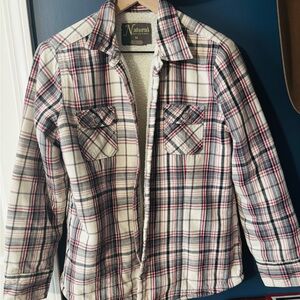 Natural Plaid Flannel Sherpa Jacket
